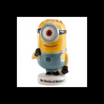 Figura cerâmica Minion de um olho com base e texto