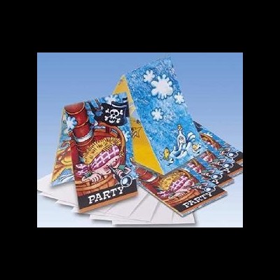 Caixas de papel decoradas com tema de festa pirata e texto PARTY