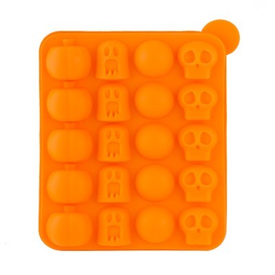 Forma de silicone laranja com cavidades temáticas de Halloween