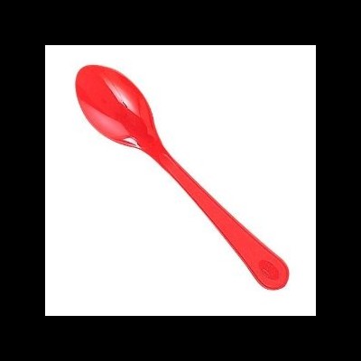 Colher de plástico vermelha brilhante isolada