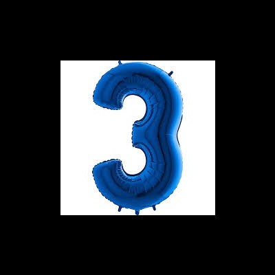 balão azul em forma do número 3