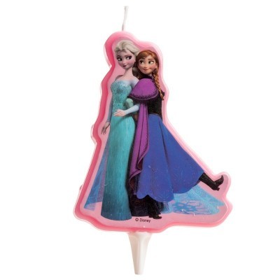 Vela de aniversário Frozen com imagem de Elsa e Anna