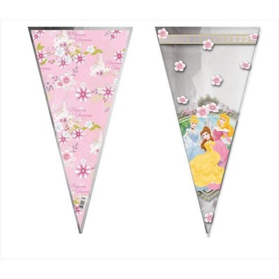 Bolsas triangulares para cone com temas de princesas e flores