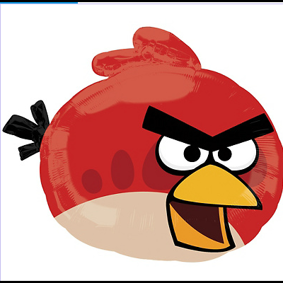 Balão vermelho Angry Birds com expressão zangada