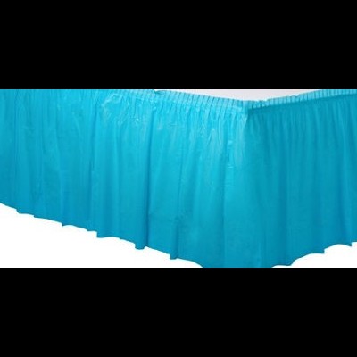 Colcha de cama azul turquesa lisa com franzidos laterais