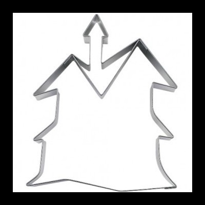 Forma metalizada para cortar biscoitos em forma de casa com chaminé