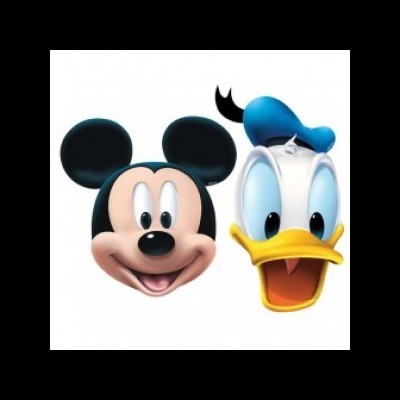 Cabeças dos personagens animados Mickey Mouse e Donald Duck coloridas
