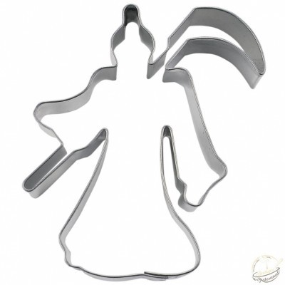 Forma de cortar biscoitos em metal com personagem de vestido longo e chapéu