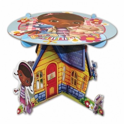 Mesa infantil de cartão com ilustrações da Dra. Brinquedos e amigos