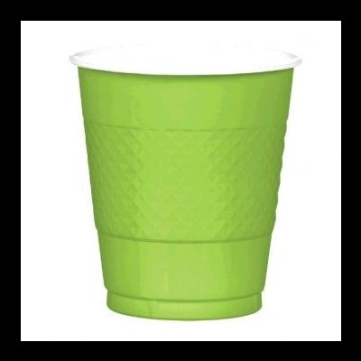 Copo plástico verde com textura e interior branco