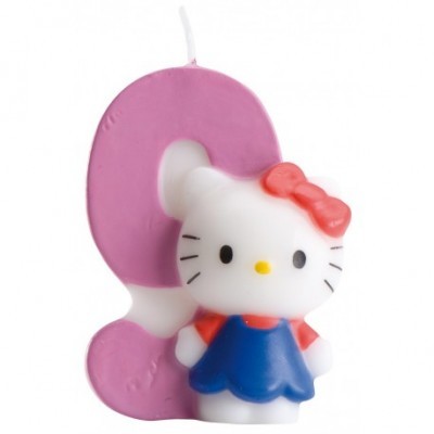 Vela aniversário número 3 com personagem Hello Kitty