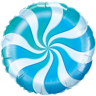 Balão redondo azul e branco com padrão espiral