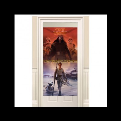 Pôster vertical de Star Wars com personagens e texto THE PARTY IS HERE