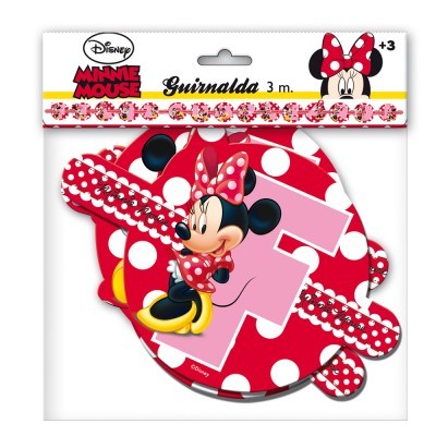 Guirnalda Minnie Mouse 3 metros com padrão de bolinhas e imagem da Minnie