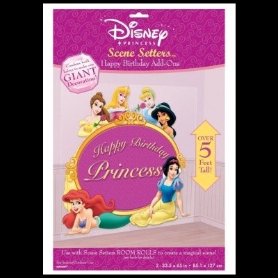 Embalagem decoração parede aniversário Disney Princess Scene Setters com personagens e texto