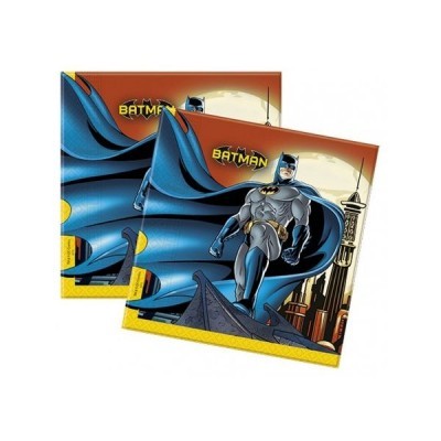 Guardanapos de papel com estampa do Batman em pose urbana ao pôr do sol