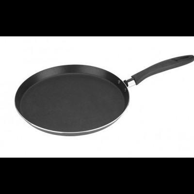 Frigideira antiaderente preta redonda com cabo preto