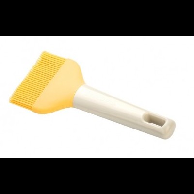 Pincel de cozinha com cabo branco e cerdas amarelas