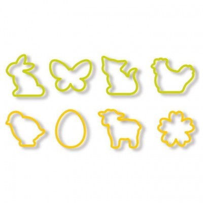 Cortadores de biscoito coloridos em formas de animais e ovo