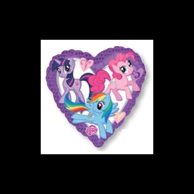 Balão em forma de coração com personagens My Little Pony coloridos