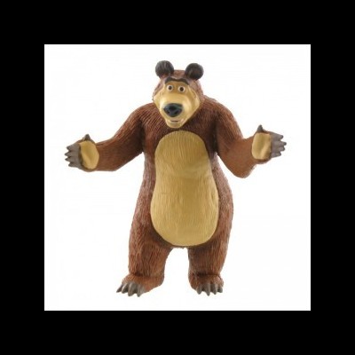 Figura de ação de urso castanho com barriga bege e patas estendidas