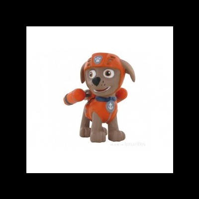 Figura de cão com capacete e colete laranja com símbolo de âncora