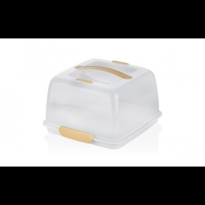 Caixa de armazenamento de plástico translúcido branco com tampa amarelo claro