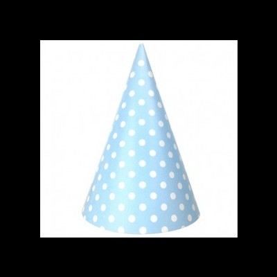 Chapéu de festa azul claro com bolinhas brancas