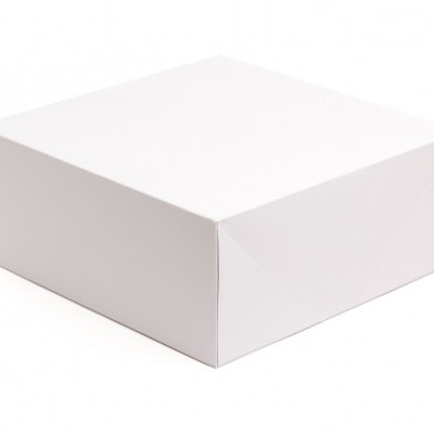 Caixa branca quadrada simples vista de lado