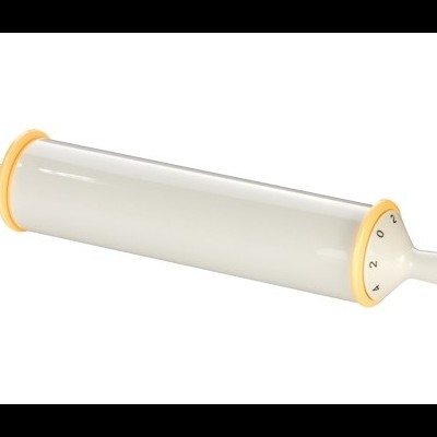 Rolo de cozinha ajustável branco com anéis amarelos e marcações numeradas