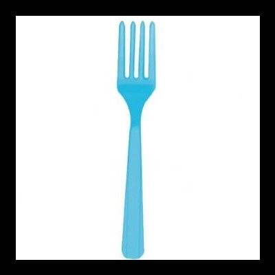 Garfo de plástico azul com quatro dentes