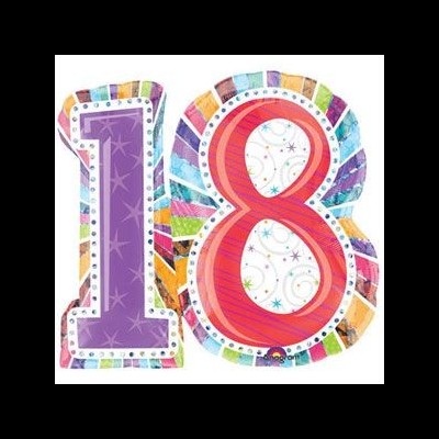 Balões de aniversário em forma dos números 1 e 8 coloridos