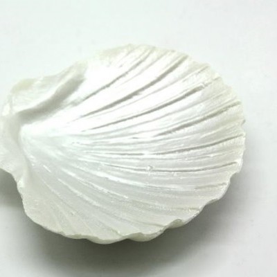 Prato em forma de concha branco com textura e brilho