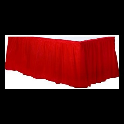 Saia vermelha pregueada para mesa