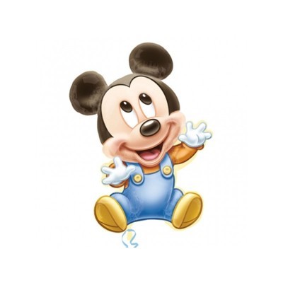 Desenho do bebé Mickey Mouse com macacão azul e luvas brancas