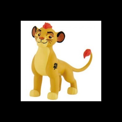 Brinquedo do Rei Leão em plástico amarelo com detalhes vermelhos e castanhos