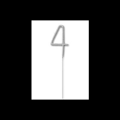 Vela de aniversário metálica prateada forma número 4