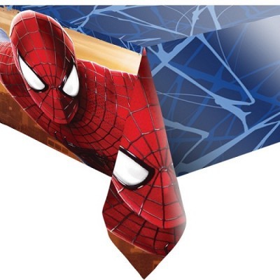 Papel de oferta Homem-Aranha com rosto e padrão em azul e vermelho