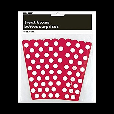Pacote de caixas para guloseimas vermelhas com bolinhas brancas