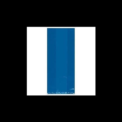 Saco plástico azul brilhante e liso sobre fundo branco