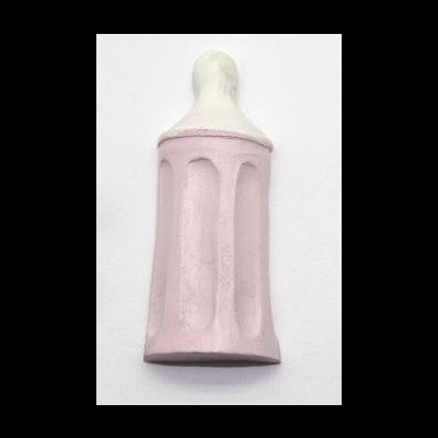 Biberão de bebé rosa com tetina branca