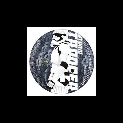 Prato de papel redondo Star Wars Stormtrooper preto branco cinza
