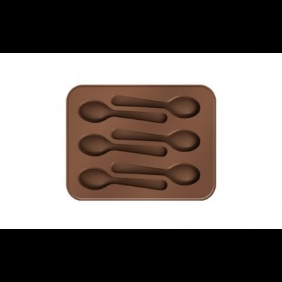 Forma de silicone castanha com cavidades em forma de colher