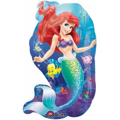 Balão da personagem Ariel de 'A Pequena Sereia' com fundo subaquático e peixes