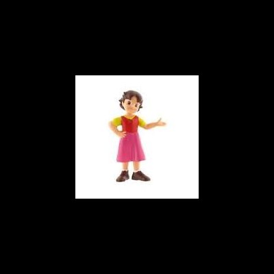 Figura de brinquedo de personagem feminina com vestido rosa e sapatos castanhos