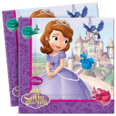 Guardanapos Disney Sofia the First com personagem Sofia e castelo ao fundo
