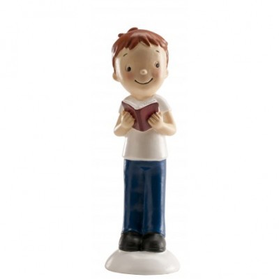 Figura decorativa de menino a ler livro