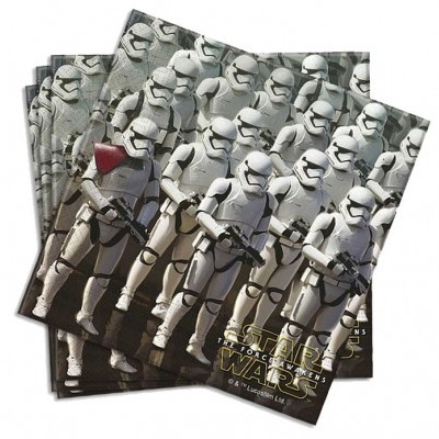 Guardanapos Star Wars com personagens Stormtrooper brancos e texto dourado
