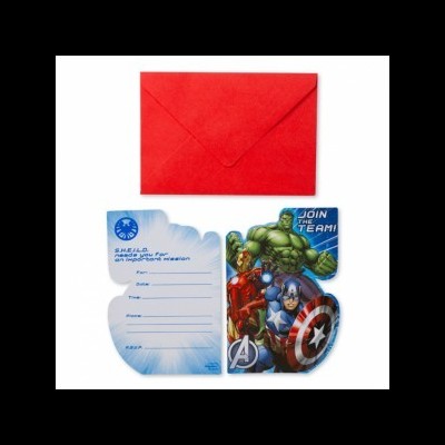 Convite Avengers com envelope vermelho