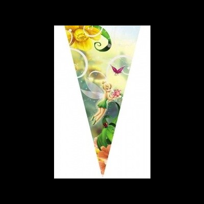 Desenho colorido triangular com fada verde e elementos naturais